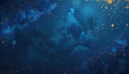 Leinwandbilder - Beautiful blue and gold starry sky computer background for modern desktops