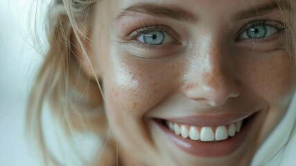 Poster - Close-up shot of a woman's face with noticeable freckles