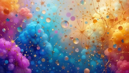 Fototapete - Background design featuring colorful clouds and sparkling elements for computer monitors