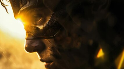 Aufkleber - A close-up view of a person wearing a mask, suitable for use in medical or surveillance settings