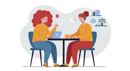 Poster - Collaborative work meeting vector illustration in flat style