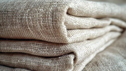 Poster - A stack of folded linens on a bed, perfect for an interior design or home decor concept