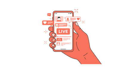 Poster - Social media interaction live stream concept in flat style vector illustration