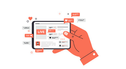 Poster - Social media engagement concept vector illustration for digital marketing and live streaming design