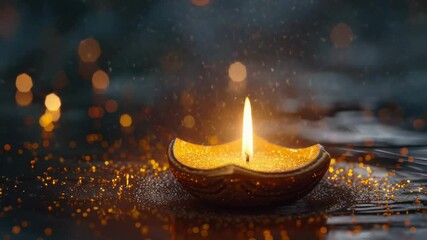 Aufkleber - A lit candle placed on a table with a simple and elegant ambiance