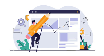Fototapete - Website development concept vector illustration for digital design and project planning in flat style