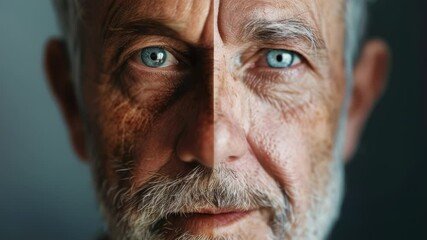 Poster - Close-up portrait of an elderly gentleman with striking blue eyes