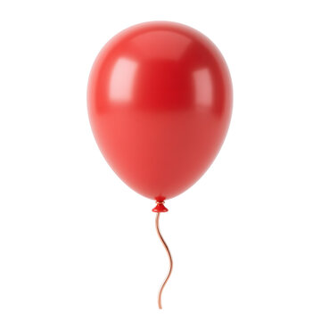 A single red balloon isolated on transparent background in 3d rendering