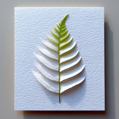 Poster - Delicate Fern Leaf Imprint on Pale Textured Background