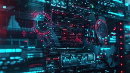 Aufkleber - A computer screen filled with red and blue LED lights, ideal for technology or innovation-themed projects