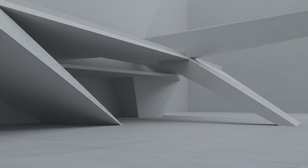 Aufkleber - Abstract Architectural Interior with Sharp Angles and Minimalist Design Elements