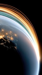 Poster - Global Information Flow Represented in a Luminous Arc Around Earth