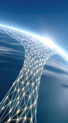 Poster - Global Network Connections: A Mesh of Luminous Lines Over Earth