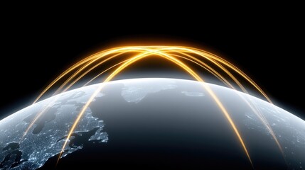 Poster - Global Network with Bright Arcs Over Earth