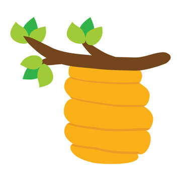 set cartoon bee character with flower honey barrel hive honeycomb vector design