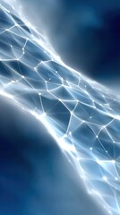 Poster - Glowing Blue Digital Network Grid Abstract Background