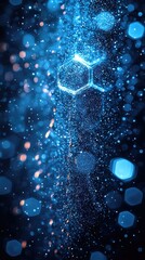 Poster - Glowing Blue Hexagon in Bokeh Field