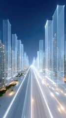 Poster - Glowing City Highway at Night