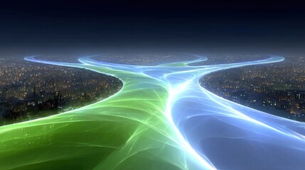 Poster - Glowing City Network Aerial View at Night