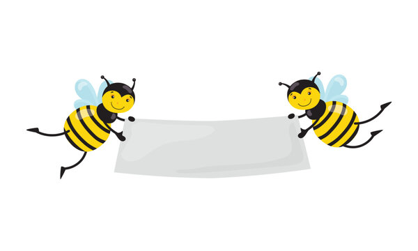 set cartoon bee character with flower honey barrel hive honeycomb vector design