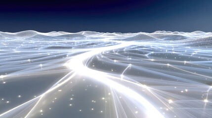 Poster - Glowing Data Stream Visualization Abstract Network