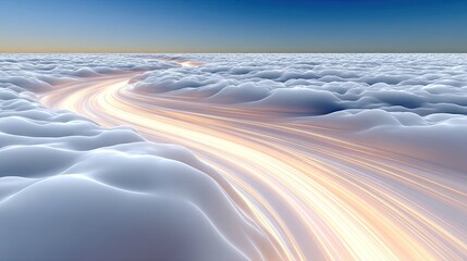 Poster - Glowing Data Streams Across a Cloudy Landscape