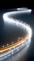 Poster - Glowing Data Transmission Path: Abstract Futuristic Light Trail