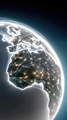 Poster - Glowing Earth with Network Connections