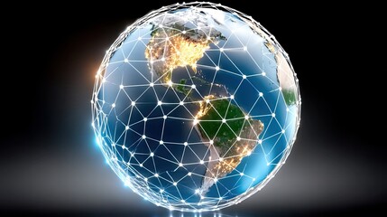 Poster - Glowing Global Network Mesh: Digital World Connectivity