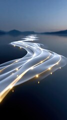 Poster - Glowing Lines on Water at Night