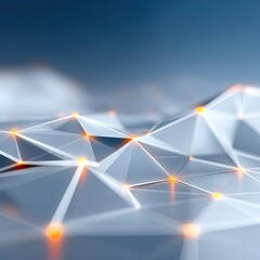 Fototapete - Glowing Low Poly Network Abstract Background