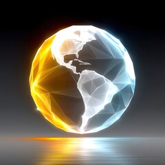 Poster - Glowing Polygonal Earth Globe with Network Connections