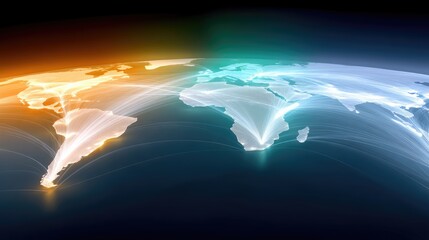 Poster - Glowing World Map Network Visualization