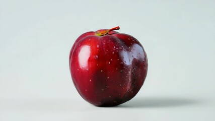 Poster - A single red apple sits atop a white surface, perfect for still life photography or food styling