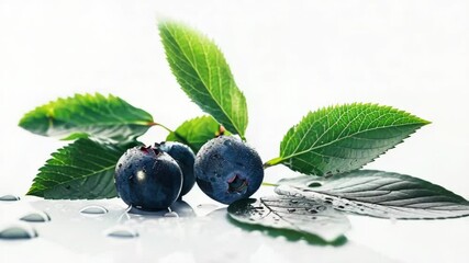Poster - A group of blueberries sitting on a white surface, perfect for food or still life photography