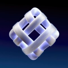 Fototapete - Interlaced Rope Knot Geometric Network On Dark Background