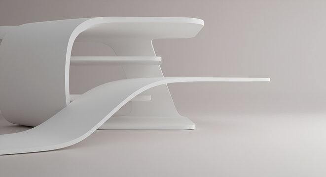 Abstract Futuristic Architecture Rendering Displaying a Modern White Structure