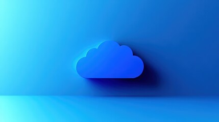 Poster - A blue cloud icon floating against a blue gradient background, symbolizing cloud computing or digital storage.