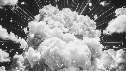 Aufkleber - A black and white photograph of a cloudy sky with puffy clouds