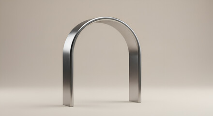 Aufkleber - Abstract rendering of a sleek, polished metal archway against a neutral background