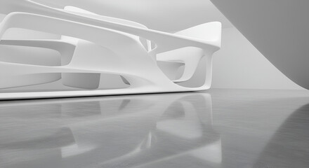 Aufkleber - Abstract white architectural design in modern interior for presentation background