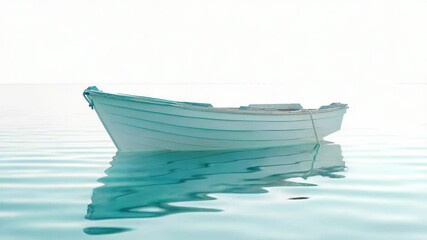 Aufkleber - A small white boat floats on the surface of a calm body of water, suitable for peaceful scenes or serene moments