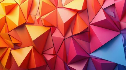 Aufkleber - A collection of differently colored triangles arranged on a wall