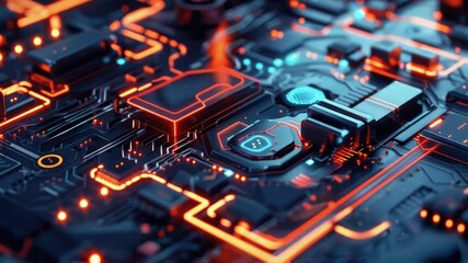 Aufkleber - A detailed view of a computer motherboard with various components and circuits