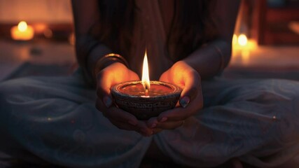 Aufkleber - A person holds a lit candle, suitable for use as a symbol of hope or guidance
