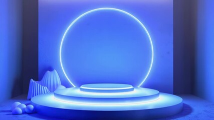 Aufkleber - A blue circular light sits on a table in a white room
