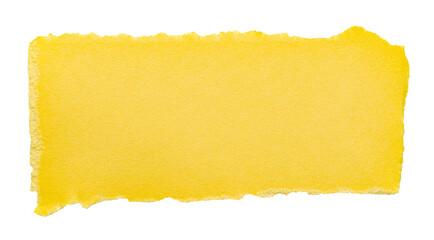 Poster - Yellow isolated cut out torn piece of blank paper note cardboard with rough texture and copy space for text, transparent png background design element
