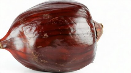 Poster - A high-quality close-up photo of a red onion on a white surface, ideal for food-related images and recipes