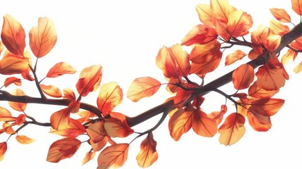 Poster - Close-up shot of a tree branch featuring vibrant orange leaves during the fall season