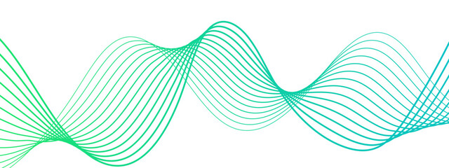 Leinwandbilder - Abstract wave with smooth, flowing cyan-blue curved lines on a white background. Lines form rhythmic with waveforms overlap and intertwine symmetrical, airy, and futuristic pattern. 